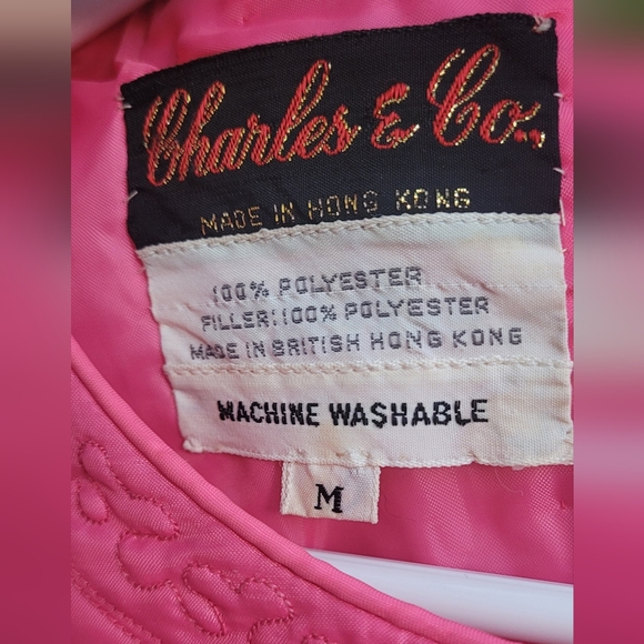 Charles & CO Pink Quilted Embroidered House Coat 1960s - Picture 3 of 6